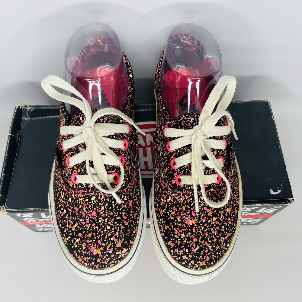 Vans Authenic Era Overspray Glow in the Dark Black Pink Low Top Lace Up Women 6